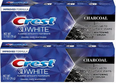 Front view of Crest 3D White Charcoal Toothpaste 2-pack