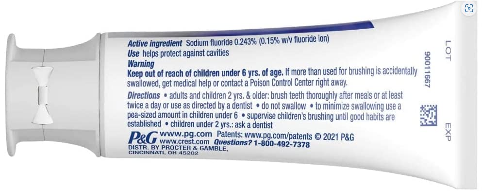 Close-up of Crest 3D White Charcoal Toothpaste tube