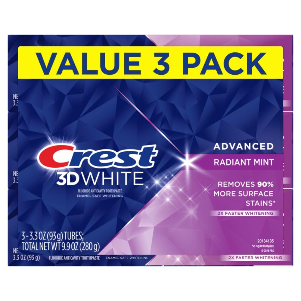 Crest 3D White Radiant Mint toothpaste with enamel protection claim