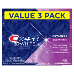 Crest 3D White Radiant Mint toothpaste with enamel protection claim