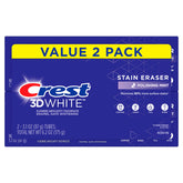 Front view of Crest 3D White Stain Eraser toothpaste two-pack Polishing Mint