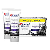 Front view of Crest 3D White Whitening Therapy Charcoal Deep Clean toothpaste 2-pack