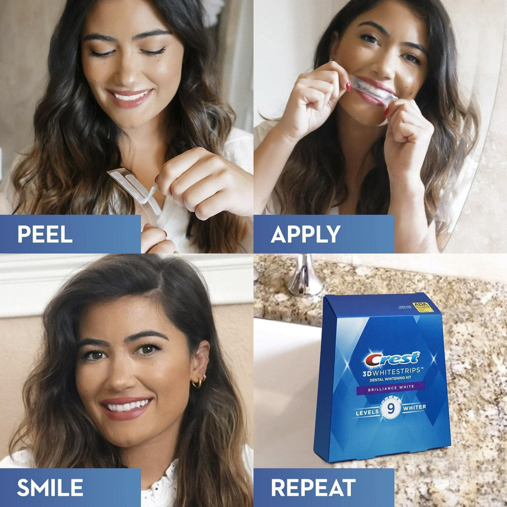 Before and after whitening with Crest 3D Whitestrips Brilliance White