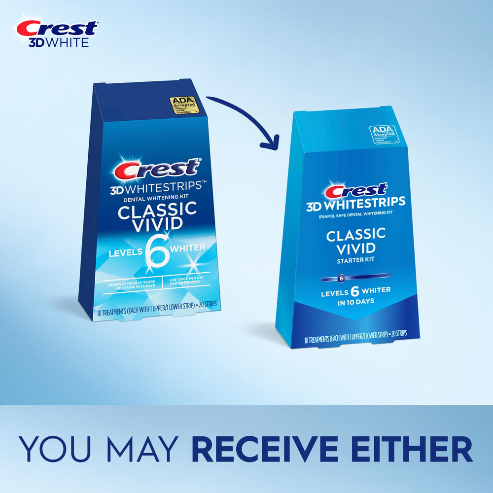 Close-up of Crest 3D Whitestrips Classic Vivid whitening strips