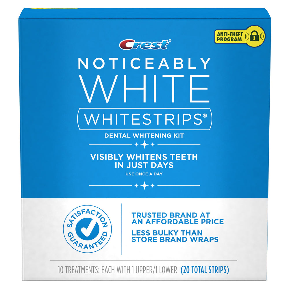 Ten upper and ten lower whitening strips laid out