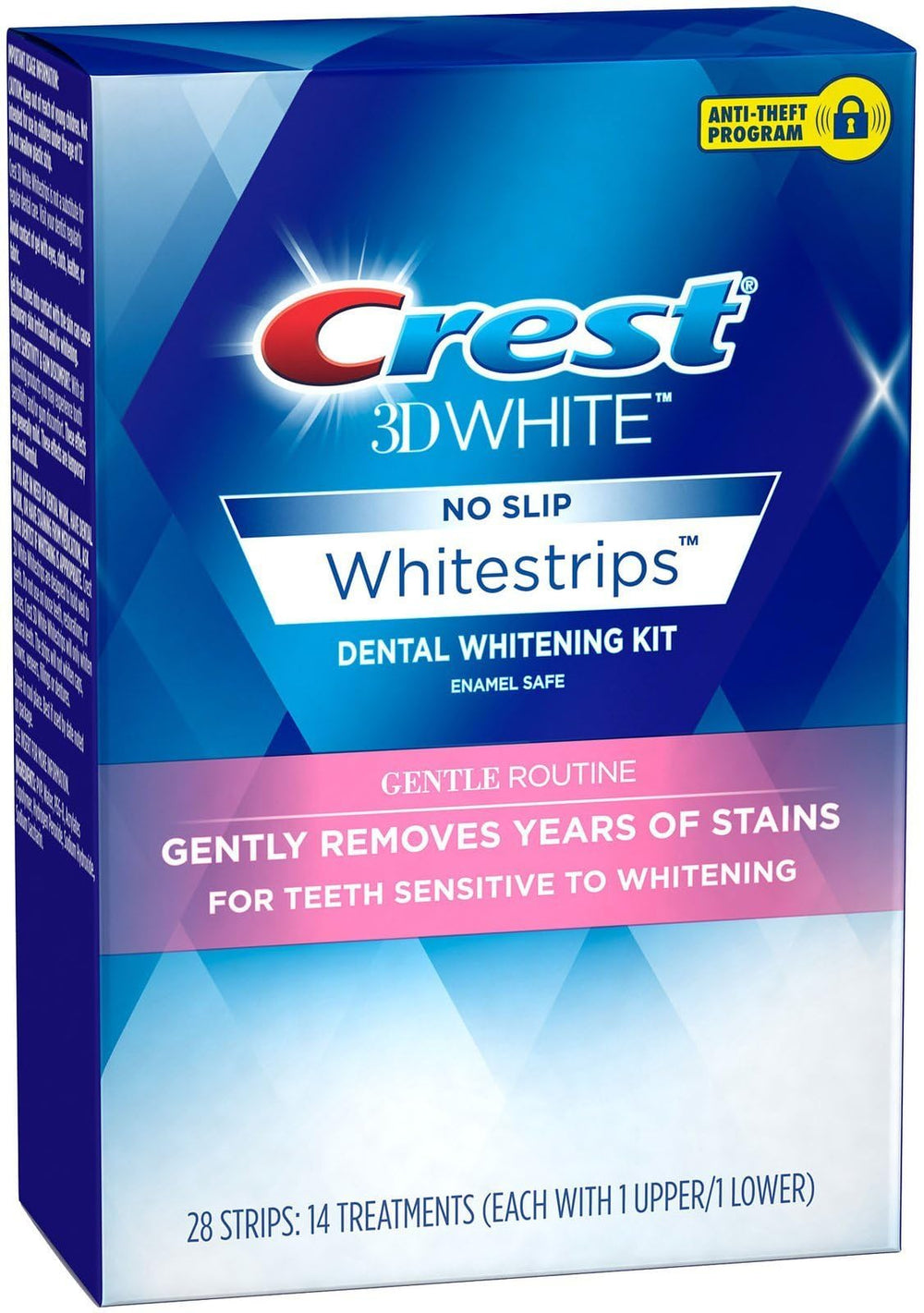 Applying whitening strips to lower teeth