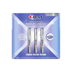 Front view of Crest 3DWhite enamel-safe teeth whitening pens in 3-pack