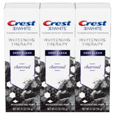Crest Charcoal 3D White Toothpaste packaging and tube showing deep clean mint formula