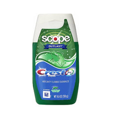 Close-up of Crest toothpaste with Scope breath freshening action