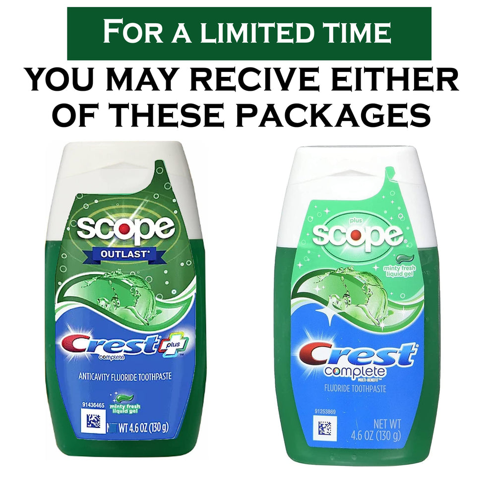 Packaging of Crest Complete Whitening Plus Scope toothpaste with Crest branding
