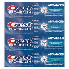 Close-up of Crest Pro-Health packaging and 5 oz tubes