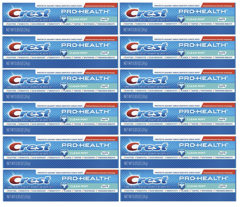 Crest Pro Health Clean Mint toothpaste travel size 0.85 oz front label