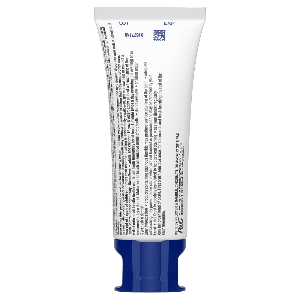 Back of Crest toothpaste box with usage information