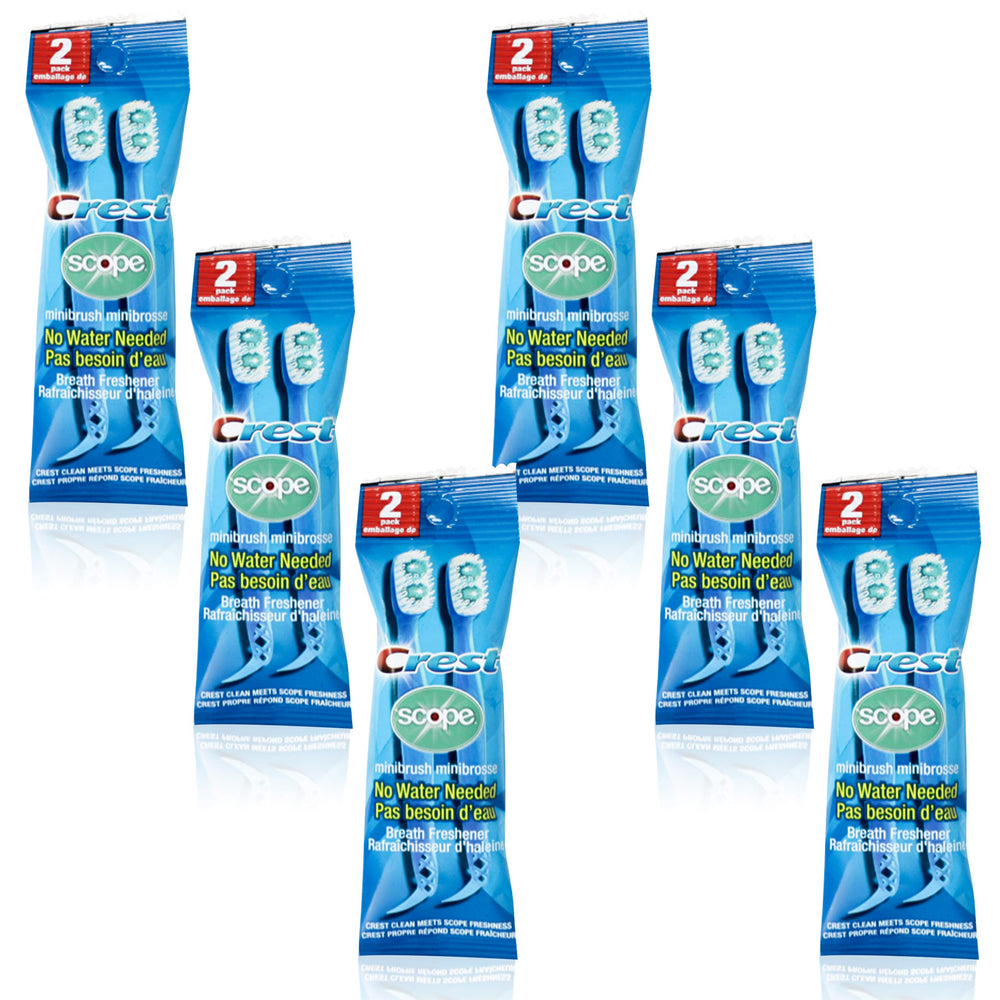 Crest Scope Mini Brushes packaging with 12 brushes