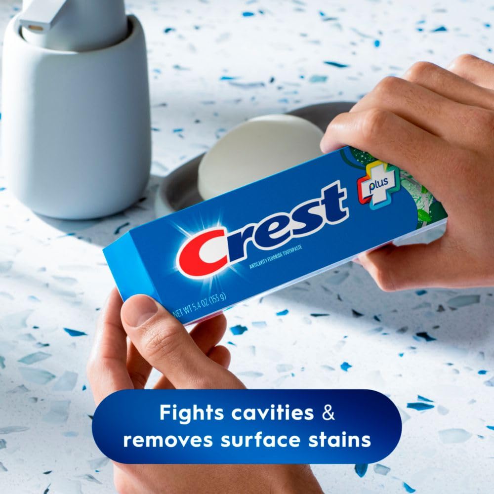Close-up of Crest Complete Whitening + Scope Outlast toothpaste tube