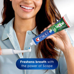 Close-up of whitening toothpaste formula on toothbrush
