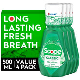Front view of Crest Scope Classic Mouthwash bottle, 500 ml, Original Mint Flavor