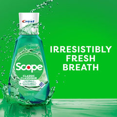 Side angle of Crest Scope Scope Classic Mouthwash bottle