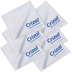 Crizal 6-pack microfiber cleaning cloths, size 7 x 5.75 inches, individually wrapped