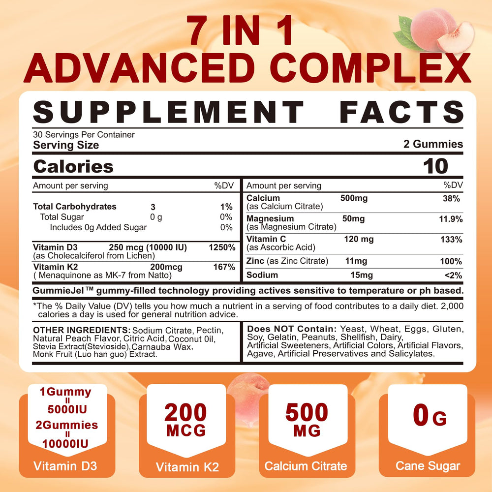 Close-up cross-section of liquid-filled D3 K2 gummy