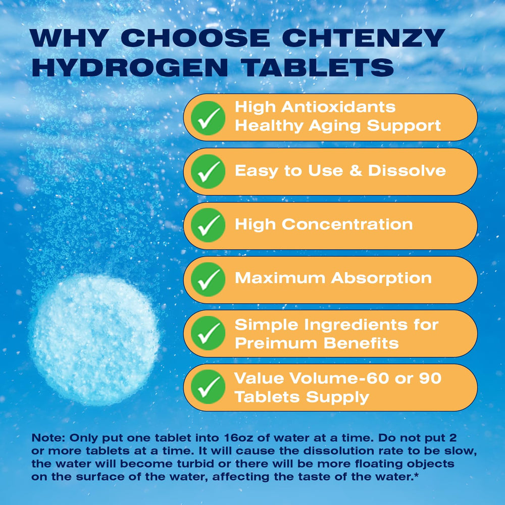 60-count bottle of CHTENZY hydrogen water tablets