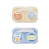 Cualque Cartoon Portable Contact Lens Case - Blue Bear design (front view)