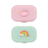 Cualque Cartoon Portable Contact Lens Case – Pink Crown (front view)