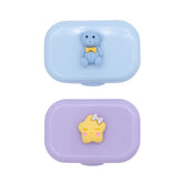 Cualque Cartoon Portable Contact Lens Case in Purple Stars - front view