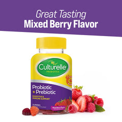 Berry-flavored Culturelle probiotic bottle with label