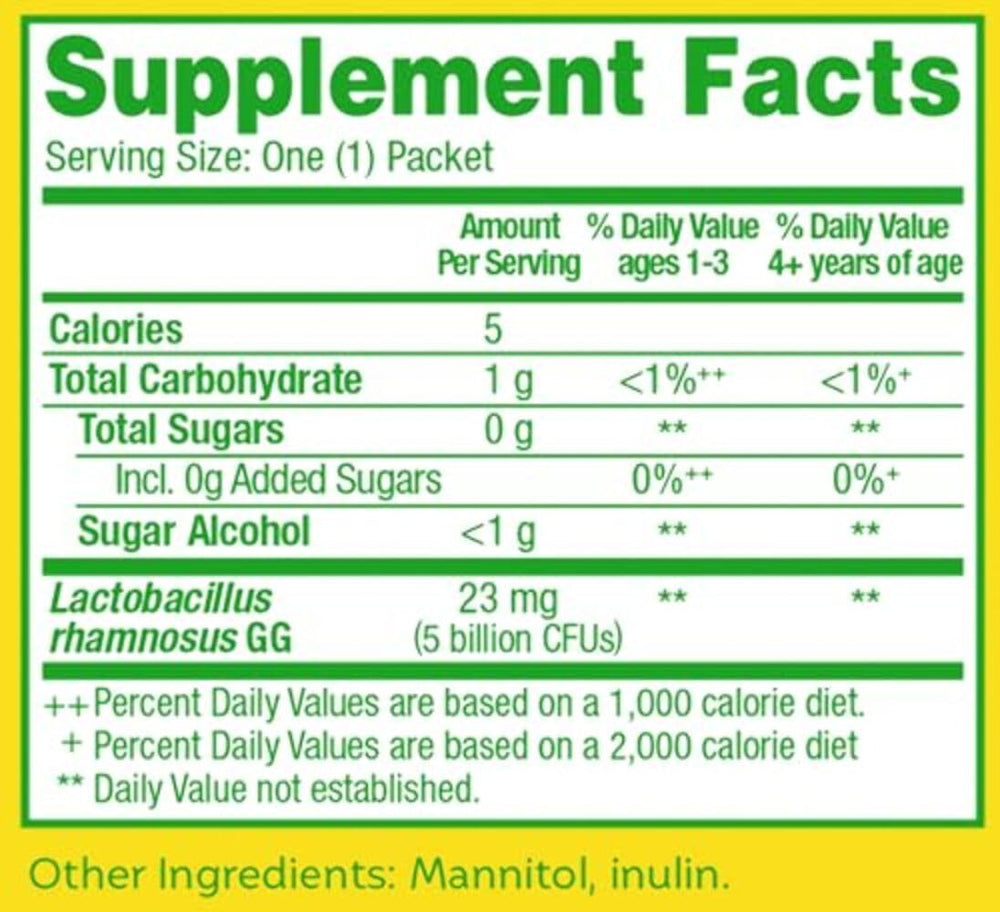 Flavorless probiotic packets dissolving in yogurt illustration