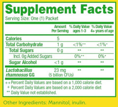 Flavorless probiotic packets dissolving in yogurt illustration