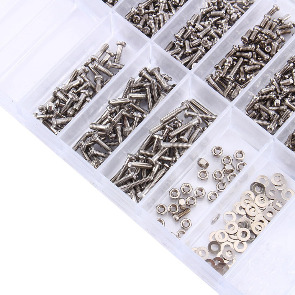 Assorted washers, nuts, and screws in the kit
