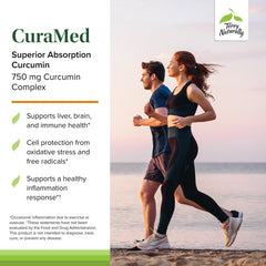 CuraMed 750 mg bottle focused on heart health and antioxidants