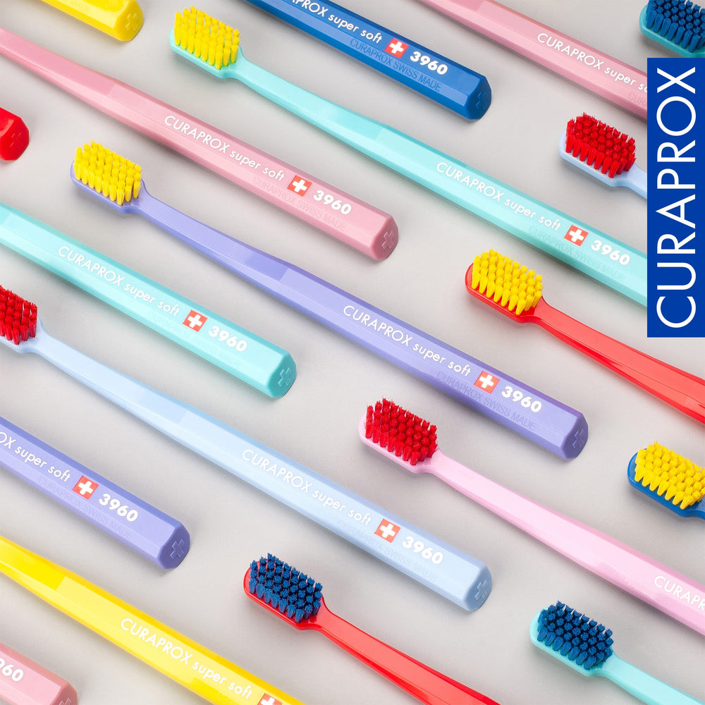 Swiss-made Curaprox CS 3960 toothbrush in red and blue