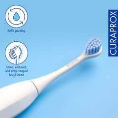 Back of brush head with rubberised back and Curacurve ergonomics
