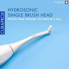 Close-up of extra-small Hydrosonic brush head for precise cleaning