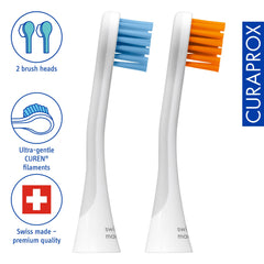 Close-up of Hydrosonic Rainbow Sensitive Duo brush head in blue