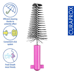 Close-up of cone-shaped ultra-fine filaments for interdental cleaning