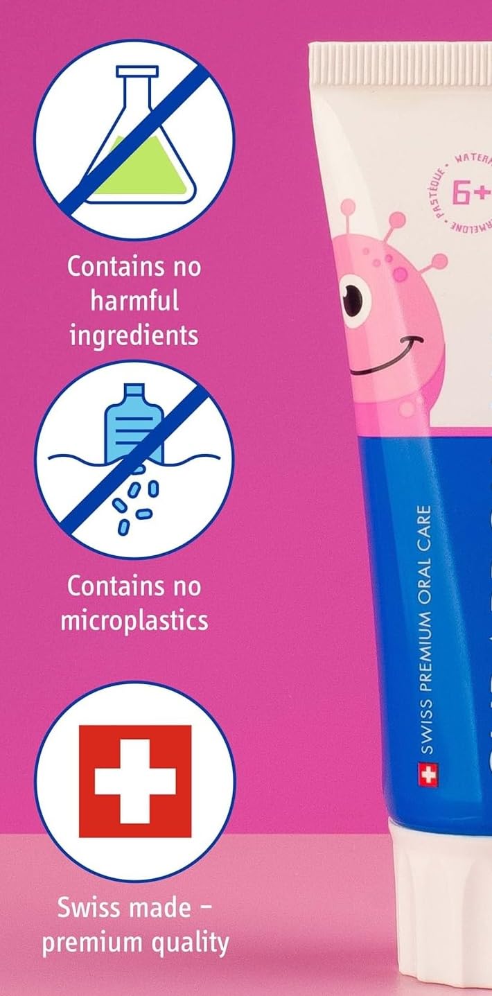 Swiss-made inspiration badge on toothpaste packaging