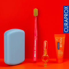 Blue Curaprox Travel Kit packaging and contents