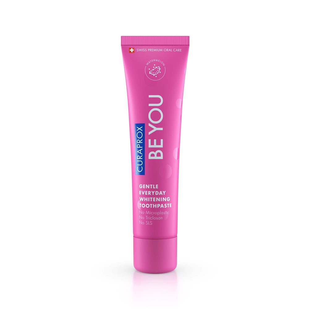 Curaprox Whitening Toothpaste 60ml tube with watermelon flavor and pink packaging