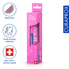Be You Watermelon toothpaste packaging with pink tube
