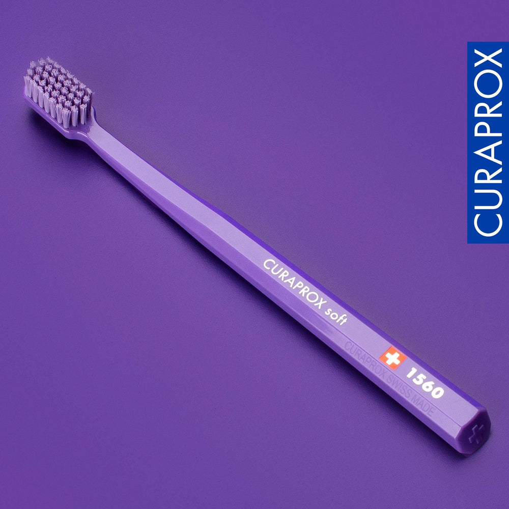 Swiss-made Curaprox CS 1560 packaging and branding in violet