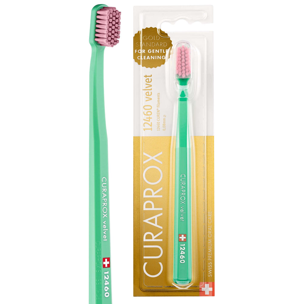 Curaprox CS 12460 Velvet Soft Toothbrush with light green-pink handle