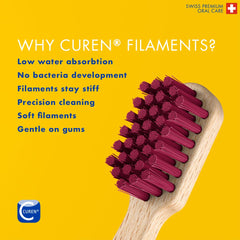 Swiss-made Curaprox CS Wood Toothbrush with sustainably sourced beech wood