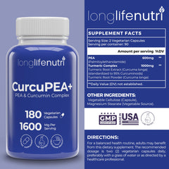 CurcuPEA+ bottle back label