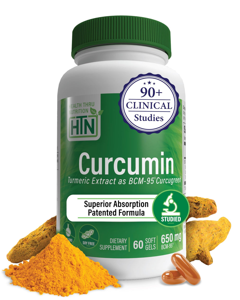 Health Thru Nutrition Curcumin 650mg BCM-95 Curcugreen bottle label