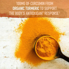 Close-up of a 100 mg curcumin tablet (95% curcuminoids)