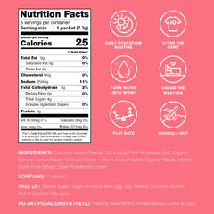 Close-up of ingredients showing coconut water and real fruits