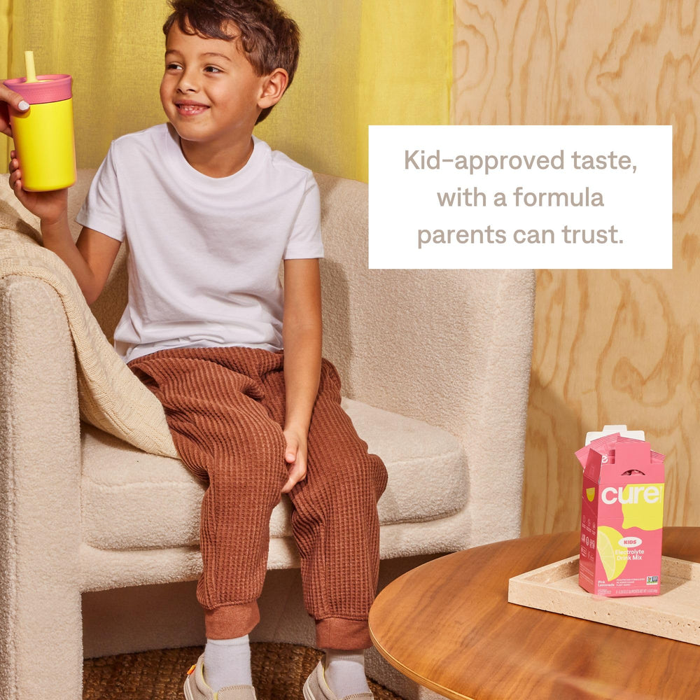 Mixing Cure Hydration drink with water for kids (8-16 oz)